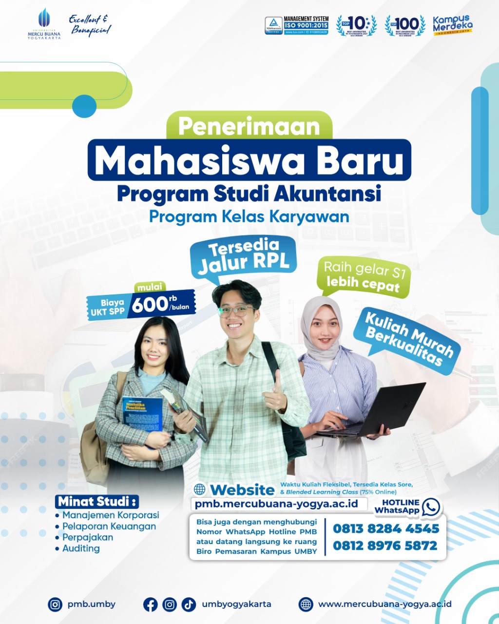 KELAS KARYAWAN | KULIAH FULL ONLINE & UKT SPP MULAI 600RIBUAN. DAFTAR SEKARANG!! KUOTA TERBATAS