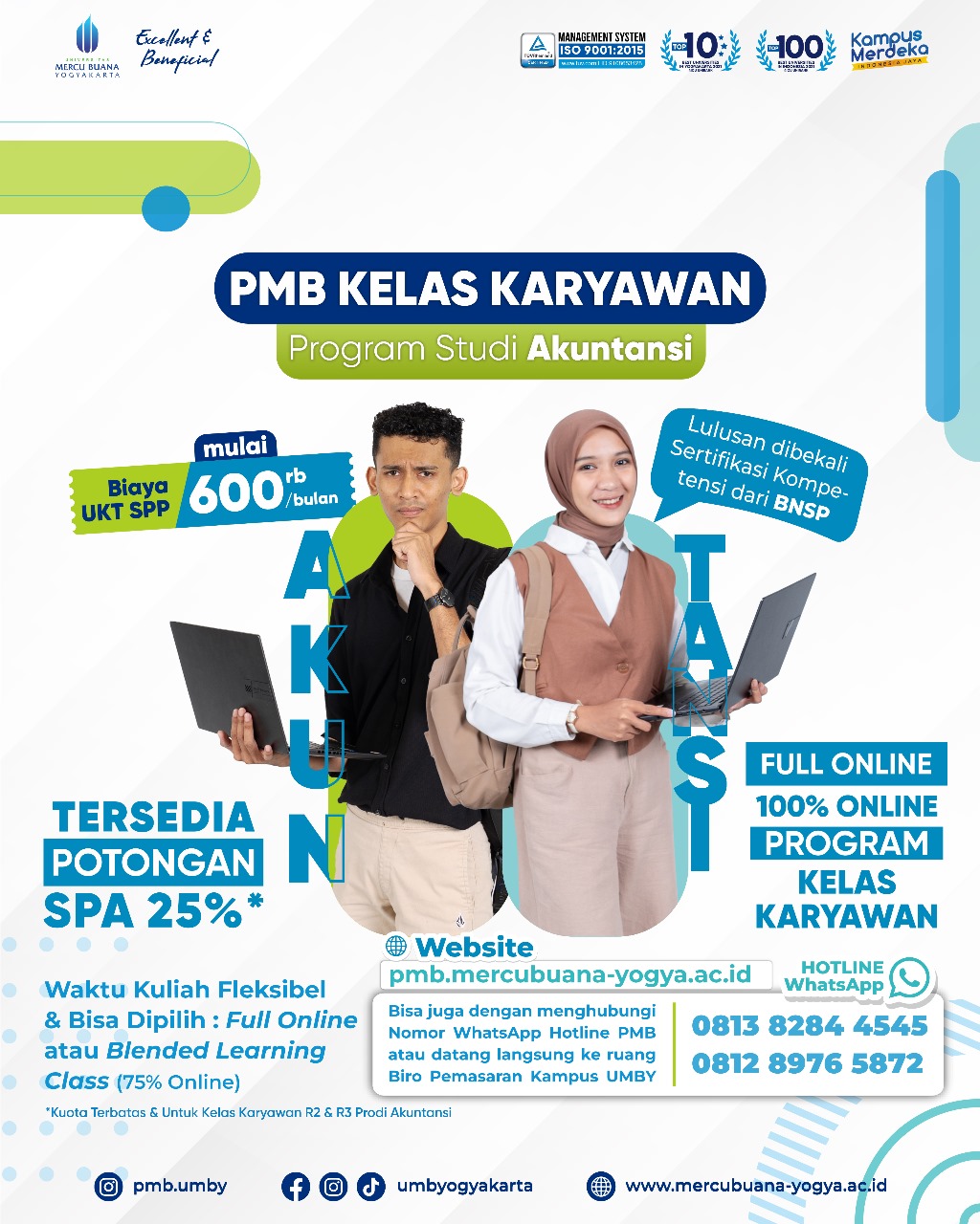 KELAS KARYAWAN PRODI AKUNTANSI MEMBUKA PENDAFTARAN MAHASISWA BARU KELAS ONLINE & BLENDED LEARNING. DAFTAR SEKARANG & RAIH BEASISWA