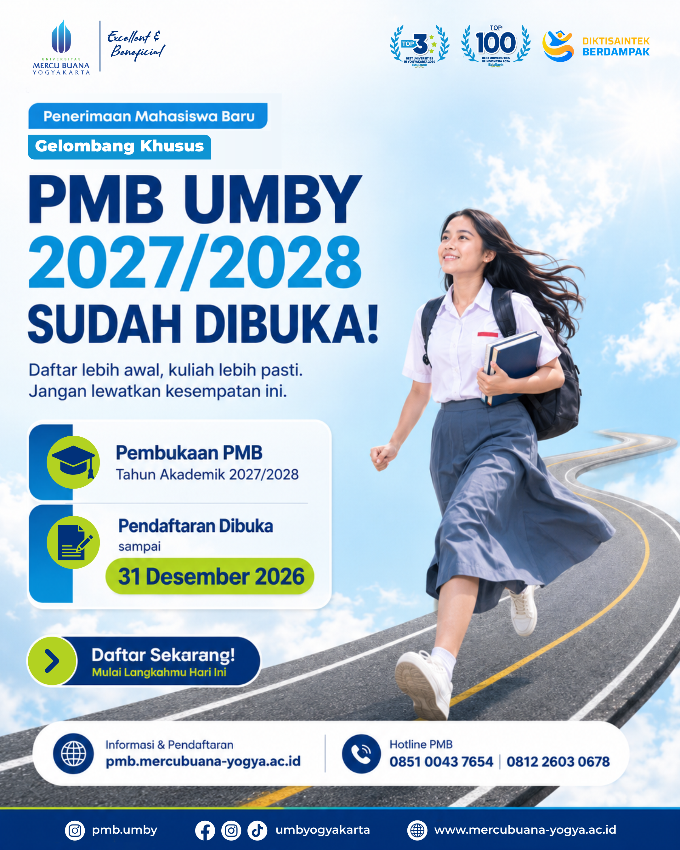 Pendaftaran Mahasiswa Baru Universitas Mercu Buana Yogyakarta Tahun Akademik 2027/2028
